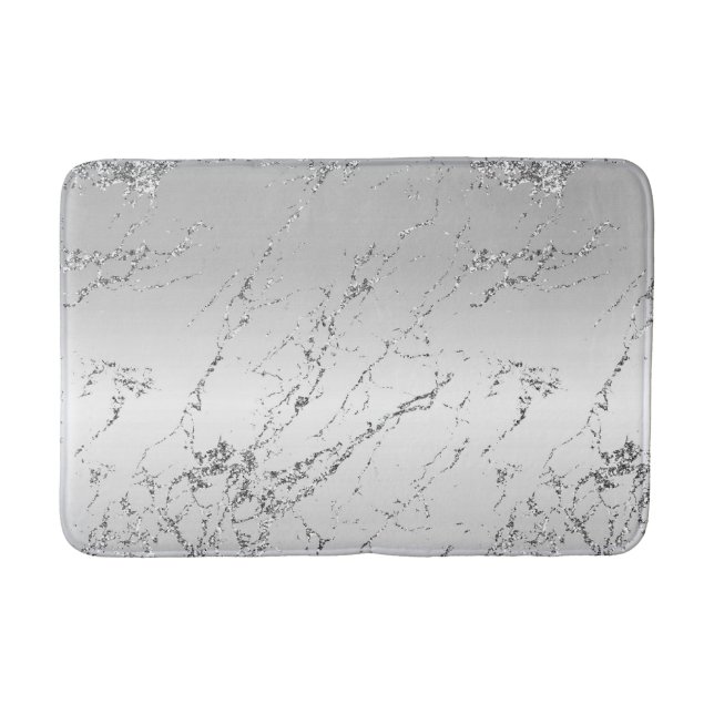 Grå Silver Glittrig Falsk Glitter Badrumsmatta (Framsidan)