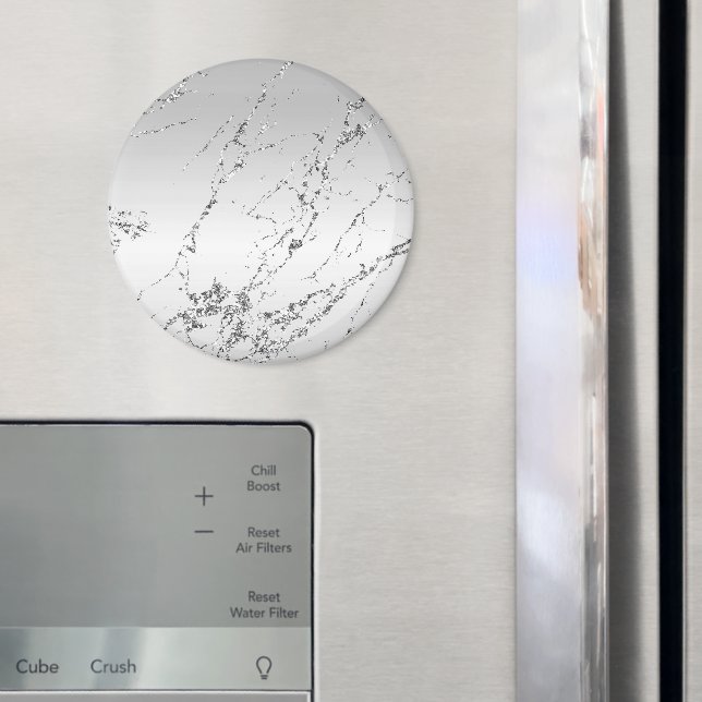 Grå Silver Glittrig Falsk Glitter Magnet (In Situ (Fridge))