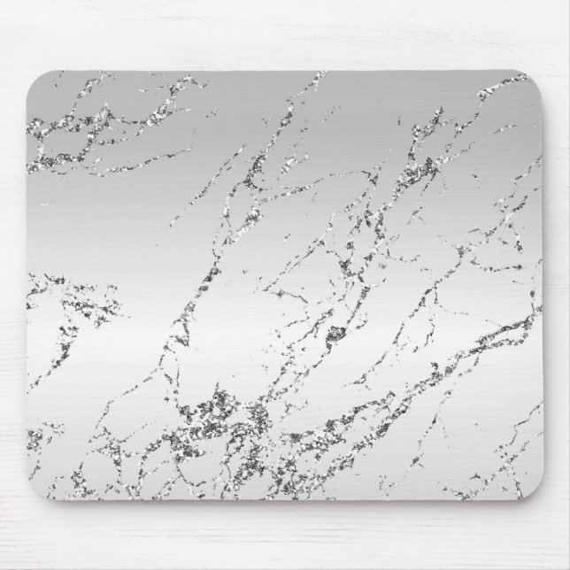 Grå Silver Glittrig Falsk Glitter Musmatta (Framsidan)