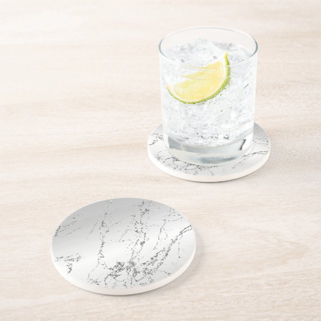 Grå Silver Glittrig Falsk Glitter Underlägg (Sidan)