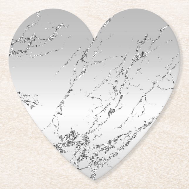 Grå Silver Glittrig Falsk Glitter Underlägg Papper (Framsida)