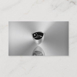 Grå silver metallisk logotyp för bilvård visitkort
