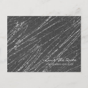 Grå & Silver Modern Marmor Rand Save the Date Meddelande Vykort