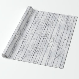 Grå Silver Snöflinga Träd Jul Presentpapper