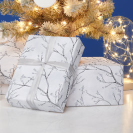 Grå Silver Vinter Träd Jul Presentpapper