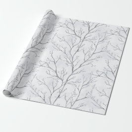 Grå Silver Vinter Träd Jul Presentpapper