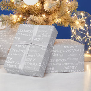 Grå Silver & Vit God Jul Presentpapper