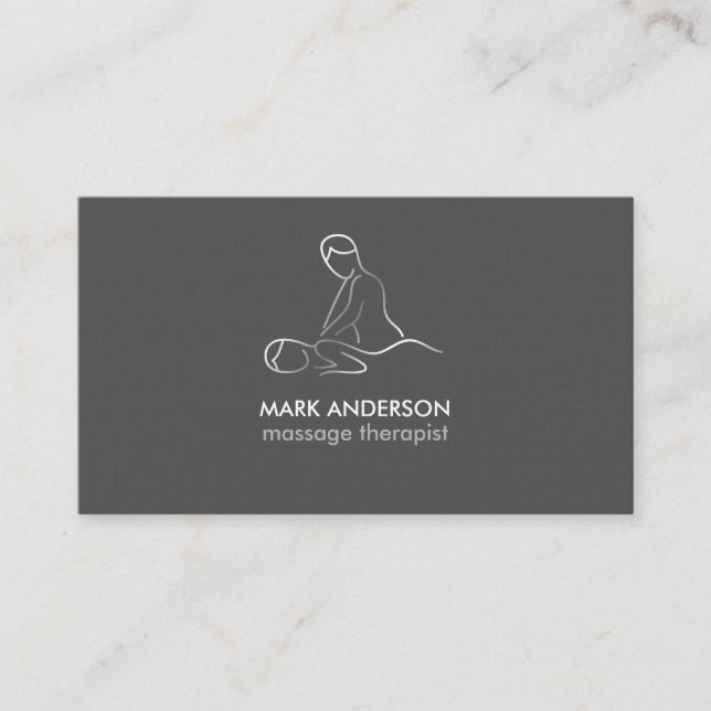 Grå Silver Vit Massage Terapi Masseuse Spa Visitkort (Framsida)