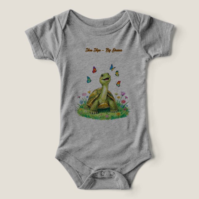 Grå Sköldpadda Fjäril Småbarns  T Shirt (Design Framsida)