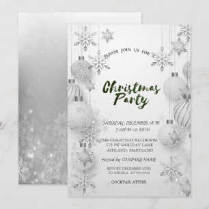 Grå snöflingor, bollar Julfirande Företagsparty Inbjudningar