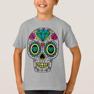 Grå Socker Skalle Konst, De Dödas Dag T Shirt