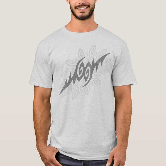 Grå stam- "blixt" T-tröja Tee (Framsida)