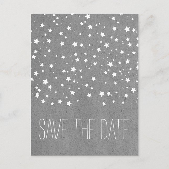 Grå stjärnklar natt Spara datum Postkort Meddelande Vykort (Framsida)