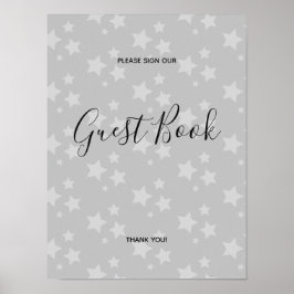 Grå stjärnor Modern design Bok Signera Affisch