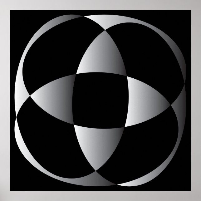 grå svart abstrakt blomform poster (Framsidan)