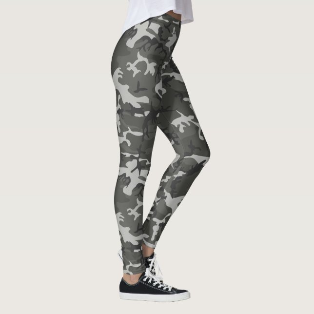 Grå & Svart Camouflage Mönster Leggings (Höger)