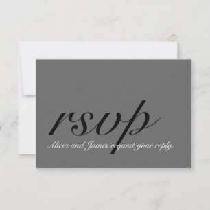 Grå, Svart, Enkel Bröllops-RSVP med Initial OSA Kort