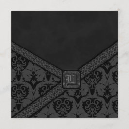 Grå & Svart Goth Lace Bröllop Inbjudningar