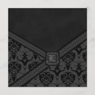 Grå & Svart Goth Lace Bröllop Inbjudningar