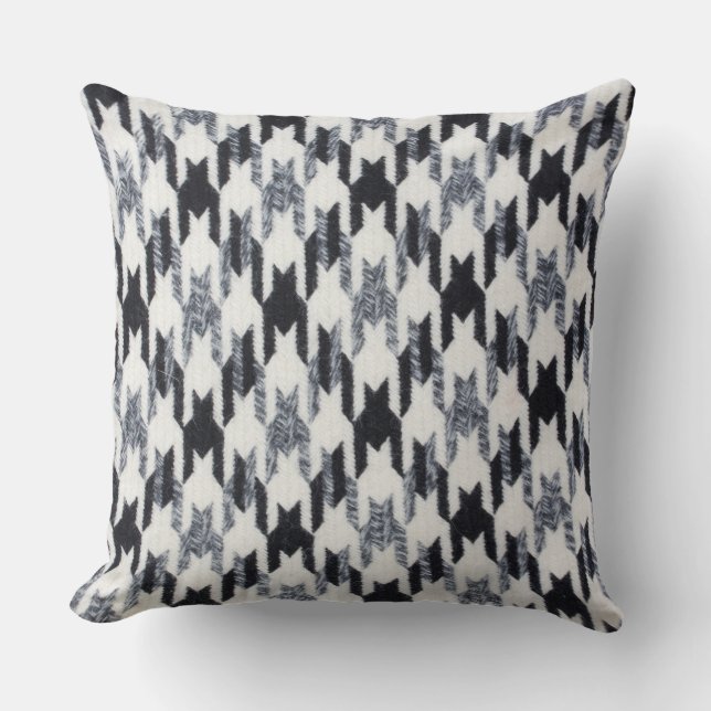 Grå & svart Houndstooth modern tygstruktur Kudde (Framsida)