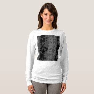Grå Svart Oregelbunden Abstrakt Mönsterdesign  T Shirt