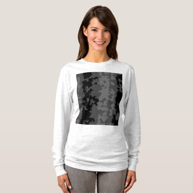 Grå Svart Oregelbunden Abstrakt Mönsterdesign  T Shirt (Hel framsida)