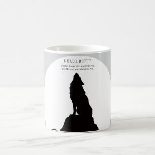 Grå Svart Pop Art Ledarskap Varg Ylande Kaffemugg