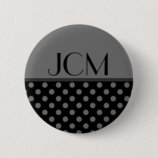 Grå/Svart prickig monogram Knapp (Framsida)
