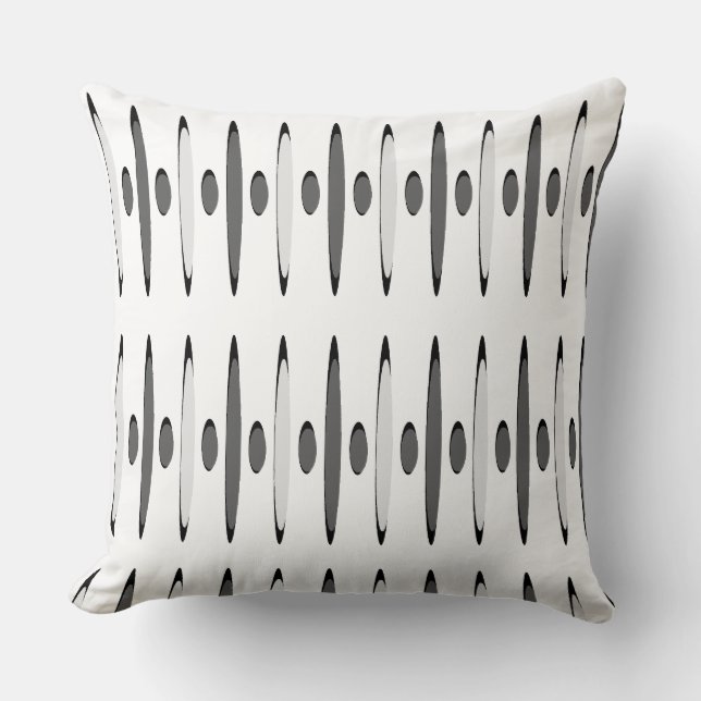 Grå Svart Retrofuturism Designer Retro Modern 60-t Kudde (Framsida)