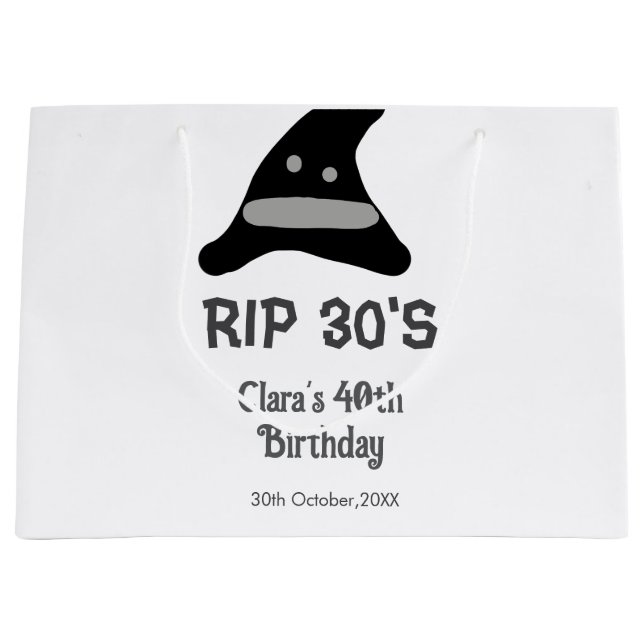 Grå svart RIP 30-års 40-års födelsedag häxhatt hal (Framsidan)