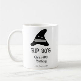 Grå svart RIP 30-års 40-års födelsedag häxhatt hal Kaffemugg