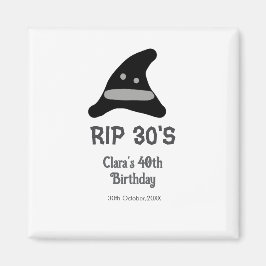 Grå svart RIP 30-års 40-års födelsedags häxhatt ha Magnet