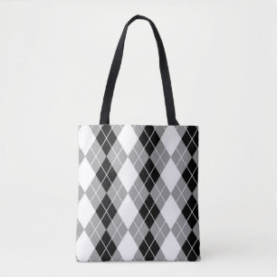 Grå Svart Vit Argyle Diamant Design  Tygkasse