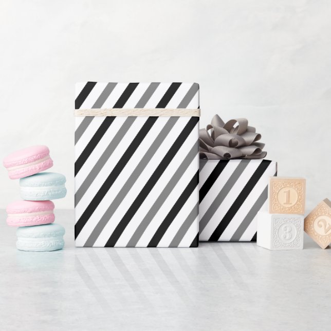 Grå Svart Vit Geometrisk Abstrakt Linjer Presentpapper (Baby Shower)