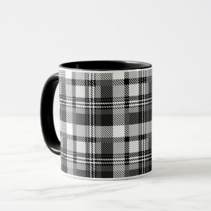 Grå Svart Vit Madras Rutig Design Mugg
