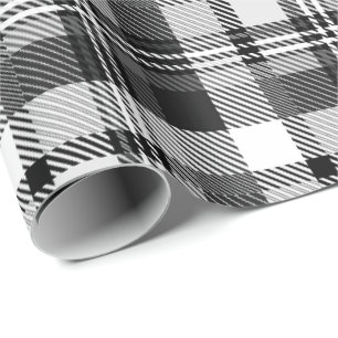 Grå Svart Vit Madras Rutig Design Presentpapper