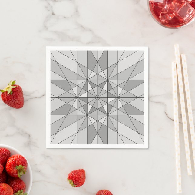 Grå svart vit mosaik triangel retro mönster pappersservett (Insitu)