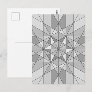 Grå svart vit Mosaik Triangel retro Mönster Vykort