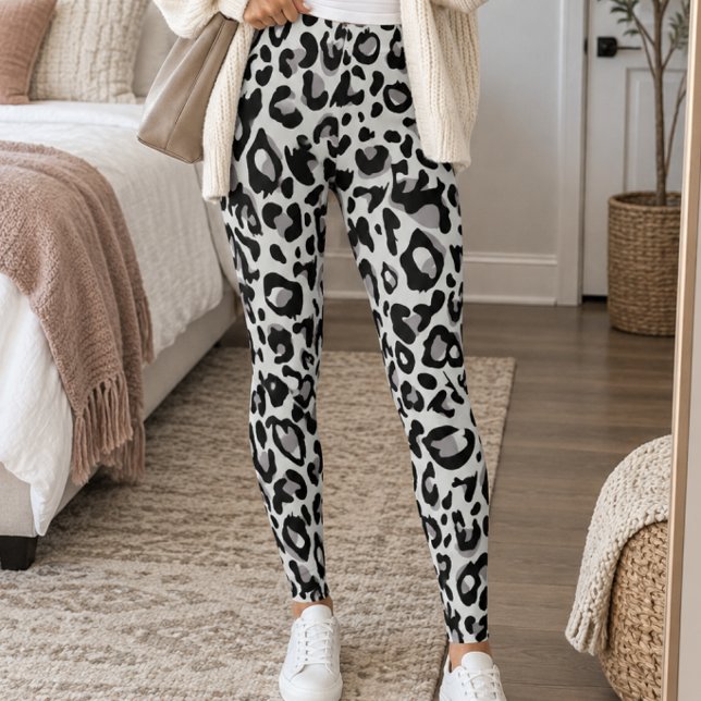 Grå Svarta Leopardfläckar Leggings (Skapare uppladdad)
