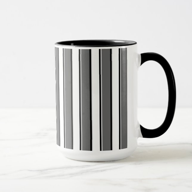 Grå Svarta Randiga Kaffemug Mugg (Höger)