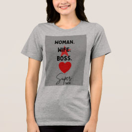 Grå T-shirt med kvinna fru chef typografi