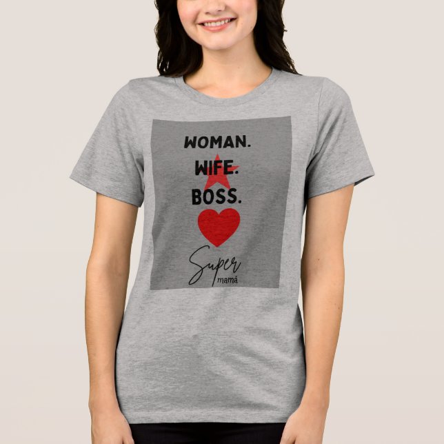 Grå T-shirt med kvinna fru chef typografi (Framsida)