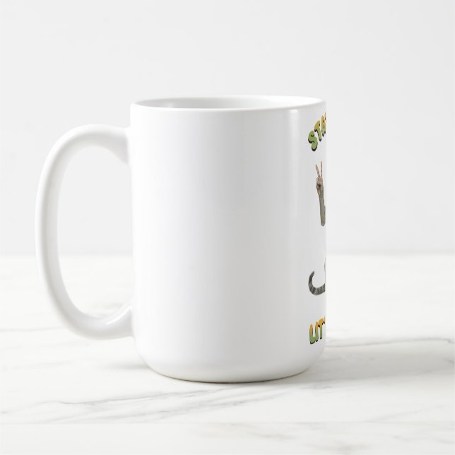 Grå Tabby Katt Boho Stanna Trippy Lilla Hippie  Kaffemugg (Vänster)