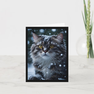 Grå Tabby Katt i Snöstorm Tom Greeting Kort