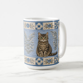 Grå Tabby Katt Kofiltdyna Kaffemugg