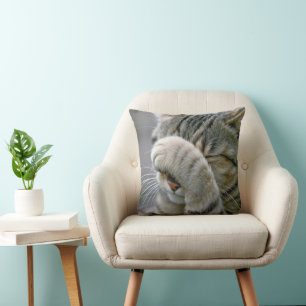 Grå Tabby Katt Makro Kudde
