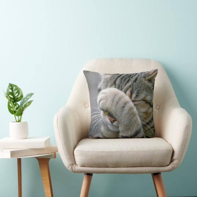 Grå Tabby Katt Makro Kudde (Stol)