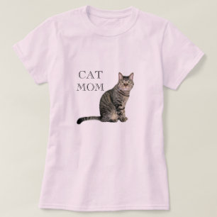 Grå Tabby Katt Mamma Rosa T-Shirt