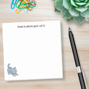 Grå Tabby Katt med egen text som stretchar Post-it Block