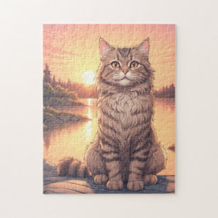 Grå Tabby Katt Pussel